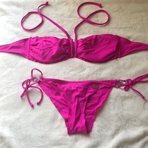 Body Glove bandeau and brasilia bottom hot pink